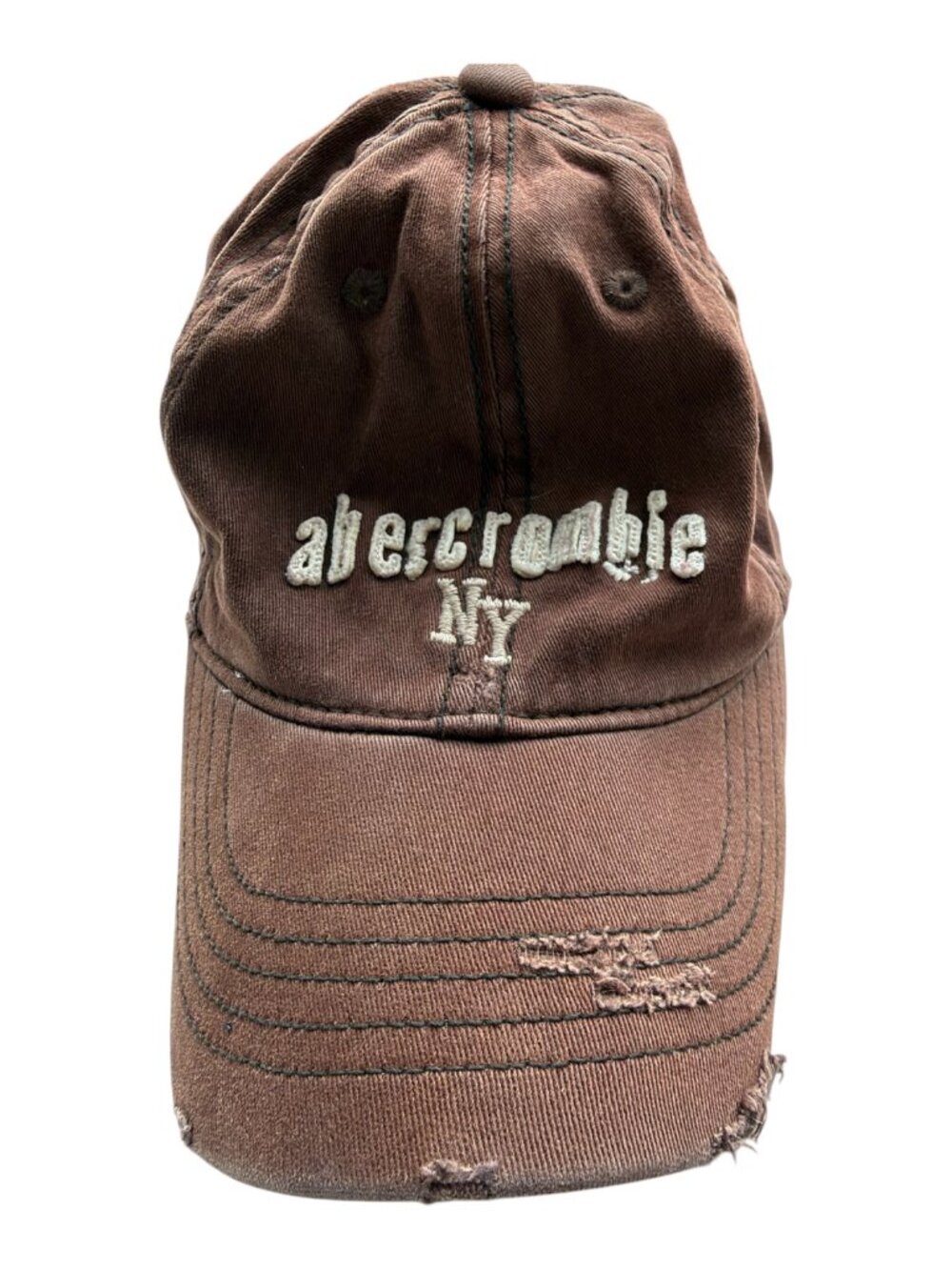 Abercrombie & Fitch Vintage Distressed Brown Baseball Cap Hat - Picture 2 of 11